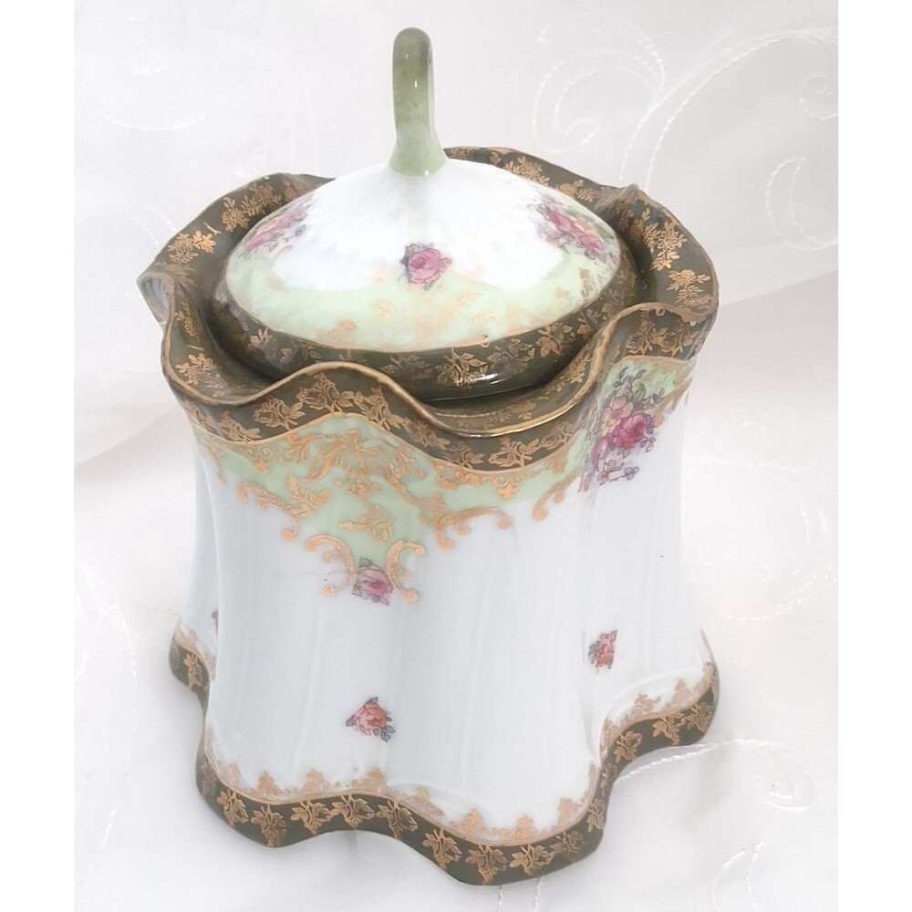 Victoria Carlsbad Austria Porcelain Jar Vintage Lidded Dish Floral